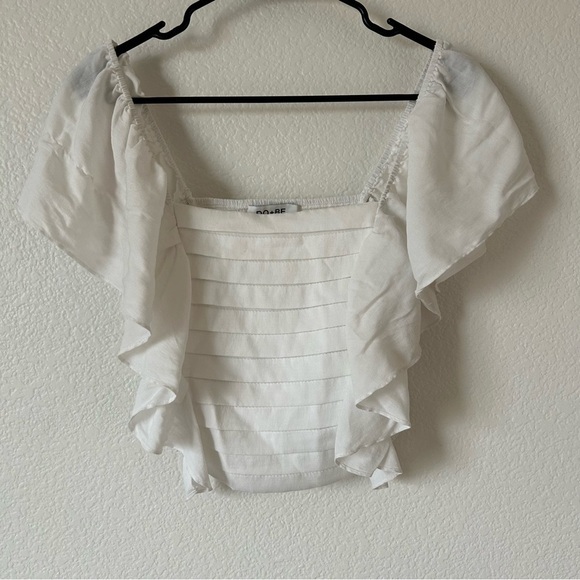 DO+BE Tops - DO+BE White Ruffle Cottagecore, Boho, Coastal, Festival, Off Shoulder Crop Top